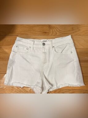 White Denim Frayed-Hem Women's Shorts VS Pink